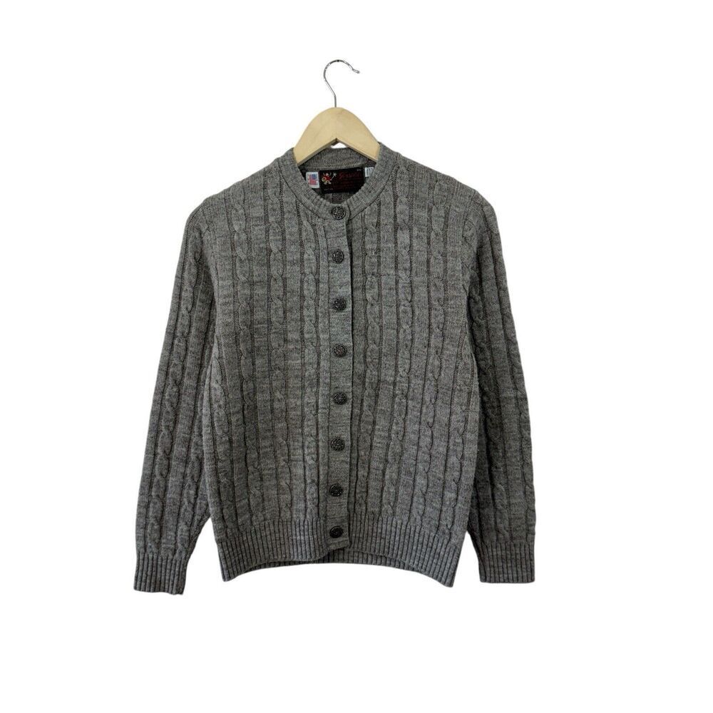 Vintage Jersild 36 Sweater Cardigan Gray Neenah Wisconsin Acrylic Womens